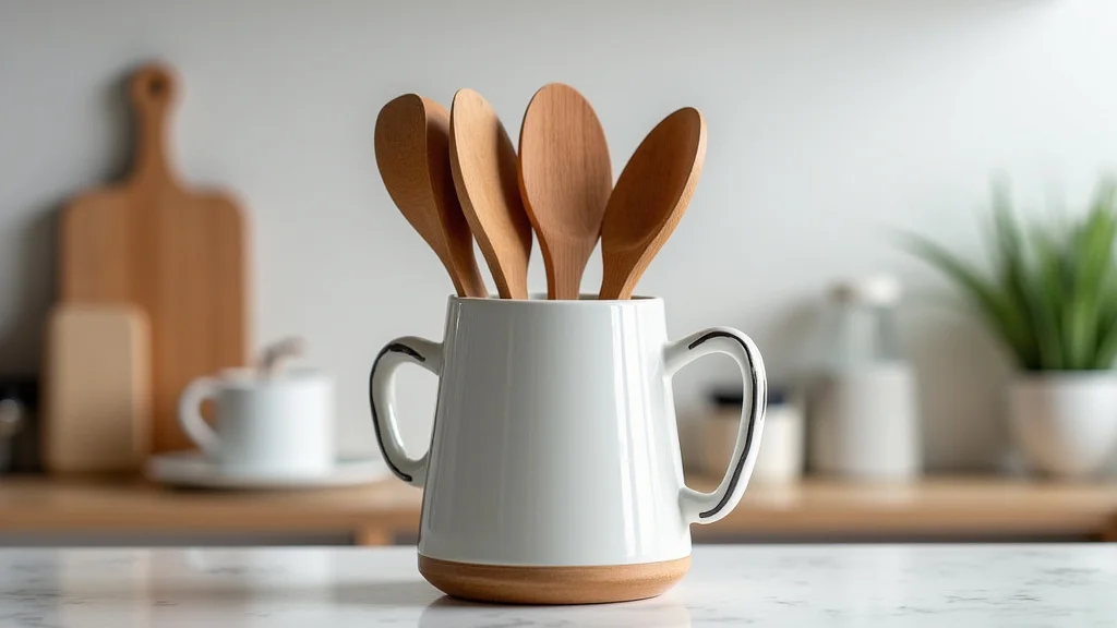 Kitchen Ceramic Utensil Holder Price Factors The image shows a white ceramic kitchen utensil holder on a countertop, illustrating price factors for such items.