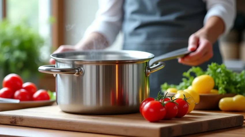 This image shows various kitchen cooking pots for a price guide.