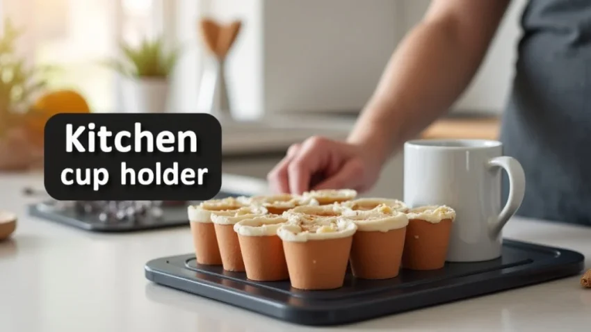 Kitchen Cup Holder Price Guide The image shows a stylish kitchen cabinet interior with various cup holders, illustrating the Kitchen Cup Holder Price Guide.