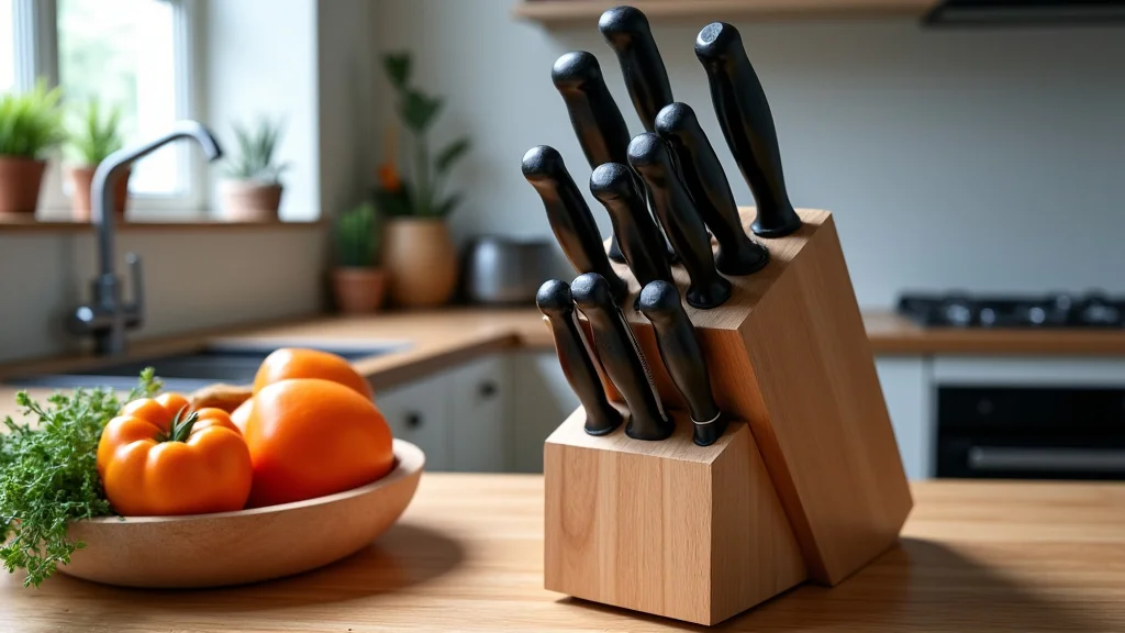 Kitchen Knife Block Price Guide This image shows a collection of various kitchen knife blocks, useful for a price guide.