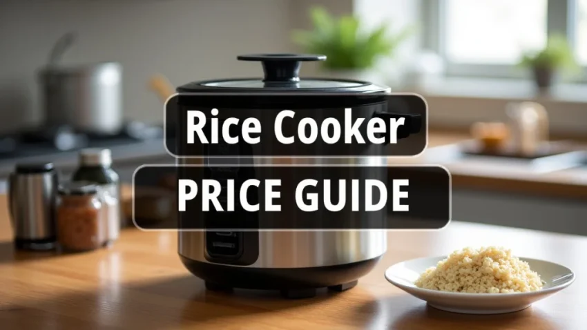 Kitchen Rice Cooker Price Guide The image shows several modern kitchen rice cookers, illustrating choices for a price guide.
