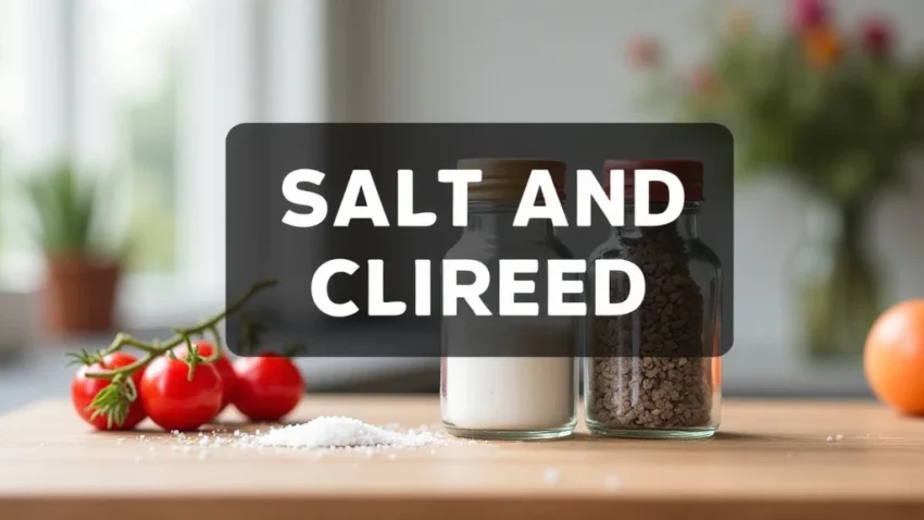 The image shows a stylish set of kitchen salt and pepper shakers, hinting at a price guide.