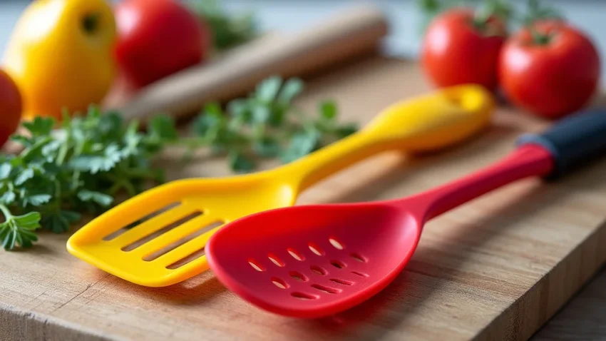 The image shows a colorful kitchen silicone spatula set, useful for a price guide.